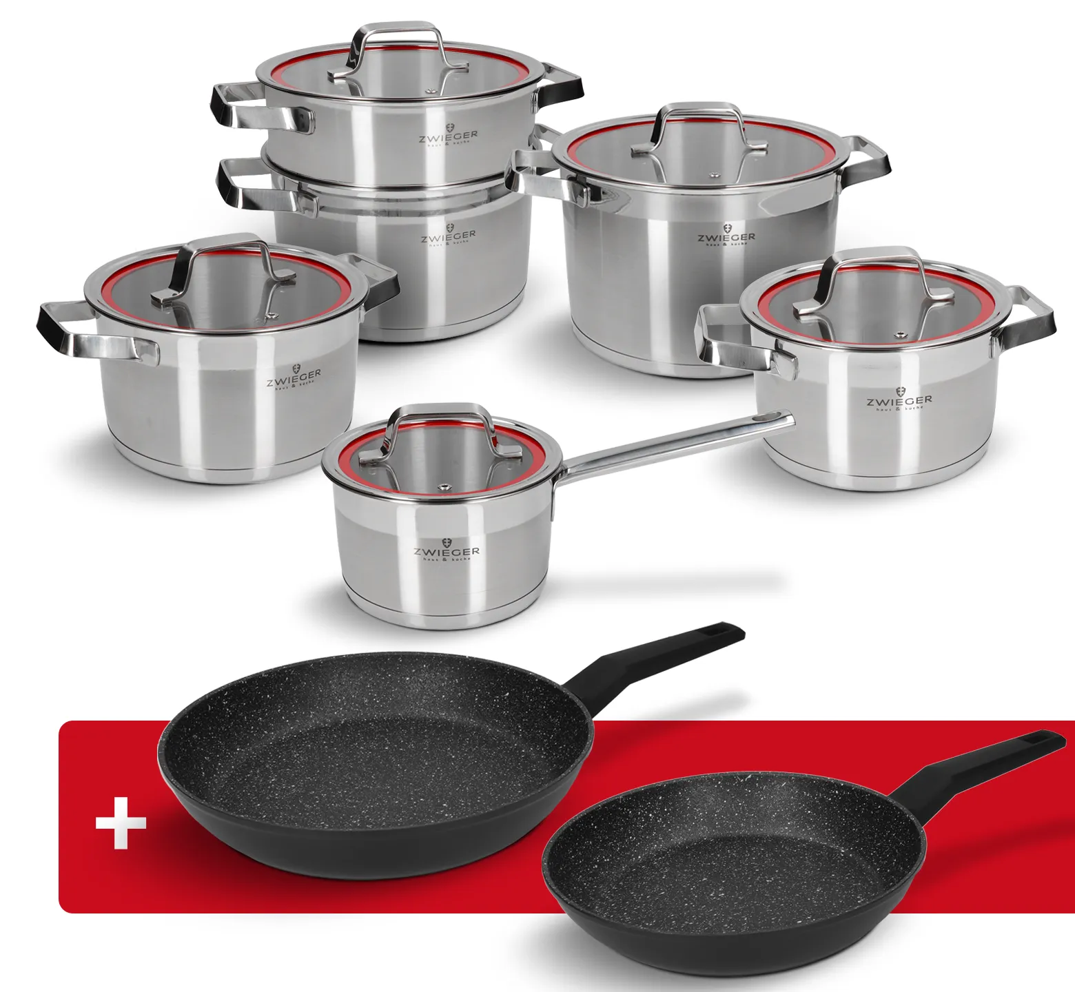 Zestaw garnków 11 el. Klassiker Zwieger + Patelnie 24 i 28 cm Forte