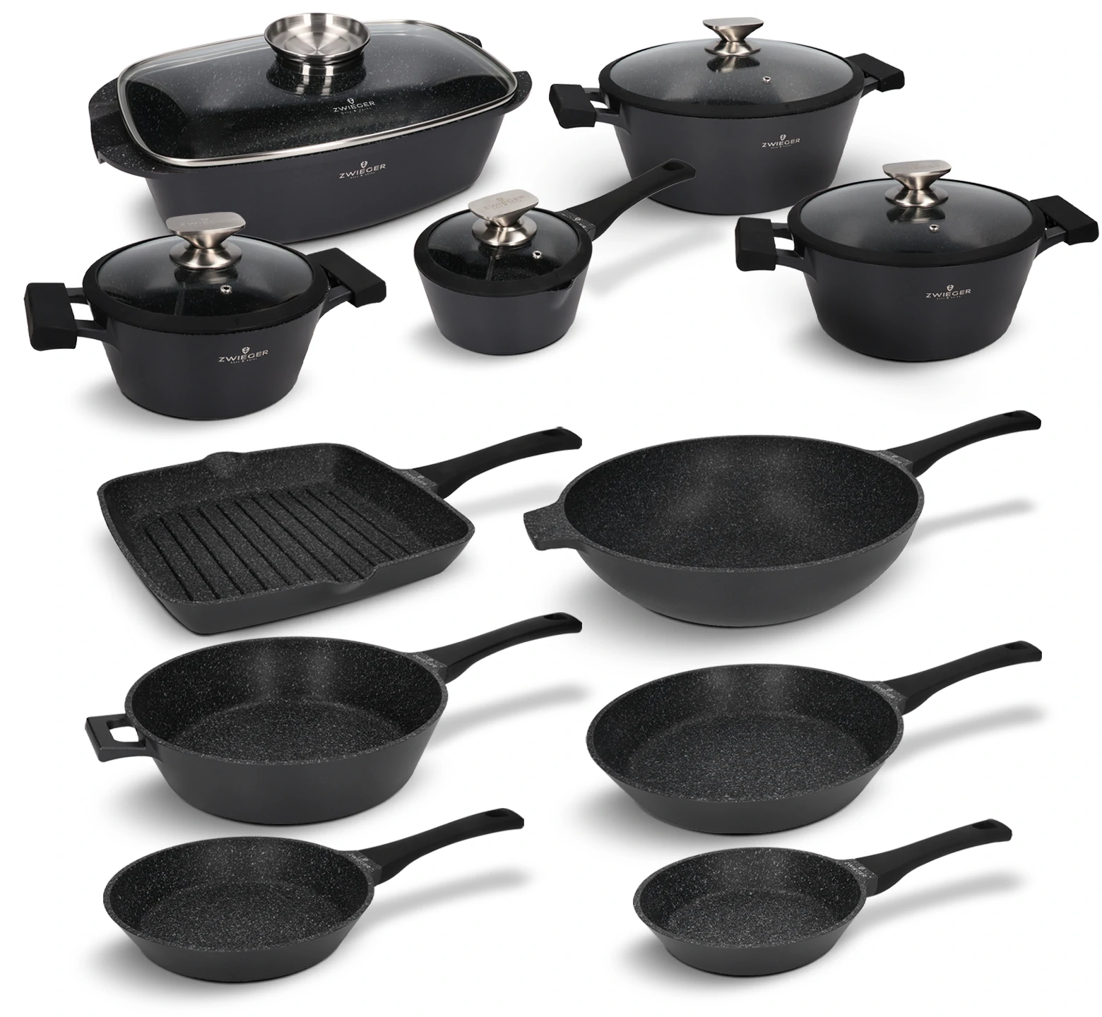 Zestaw garnków i patelni 16 el. Black Stone Zwieger
