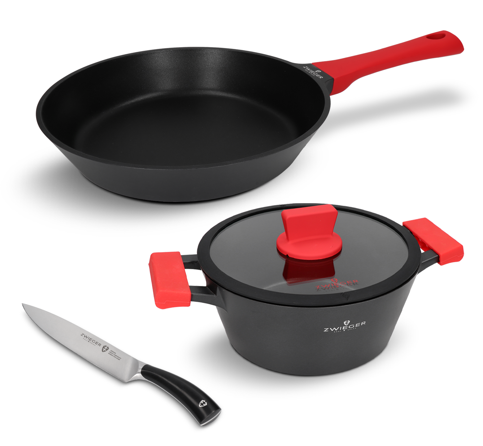 Zestaw garnka, patelni i noża 4 el. Obsidian Zwieger
